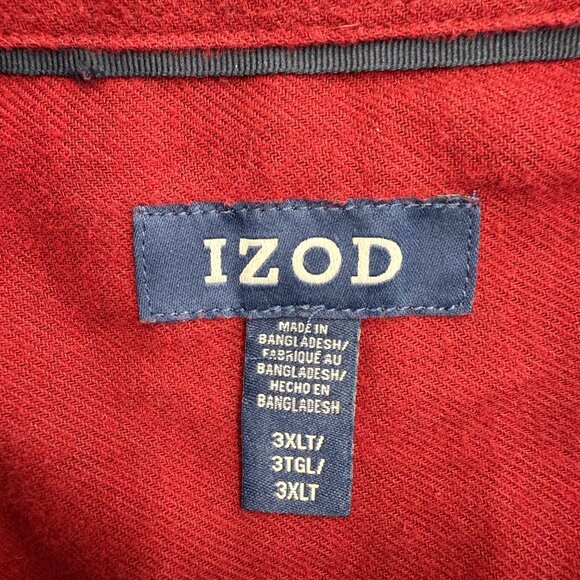 IZOD Men's Button Up Shirt, Casual Button Down Collar, Red, Size 3XLT - Picture 4 of 8